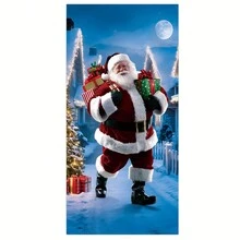 圣诞老人夜景门廊横幅 - 1 件，多用途聚酯纤维节日装饰，适用于圣诞派对门、墙壁庆祝活动，无需电力 - 1個 - 查看 5