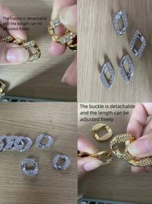 1/2 件木质木屐树脂锌合金链鞋配件，易于安装可拆卸 DIY 装饰，用于定制玛丽珍鞋、花园鞋、镂空鞋、凉鞋和沙滩包 - 节日、派对和特殊场合的完美礼物 - 金色 - 查看 9