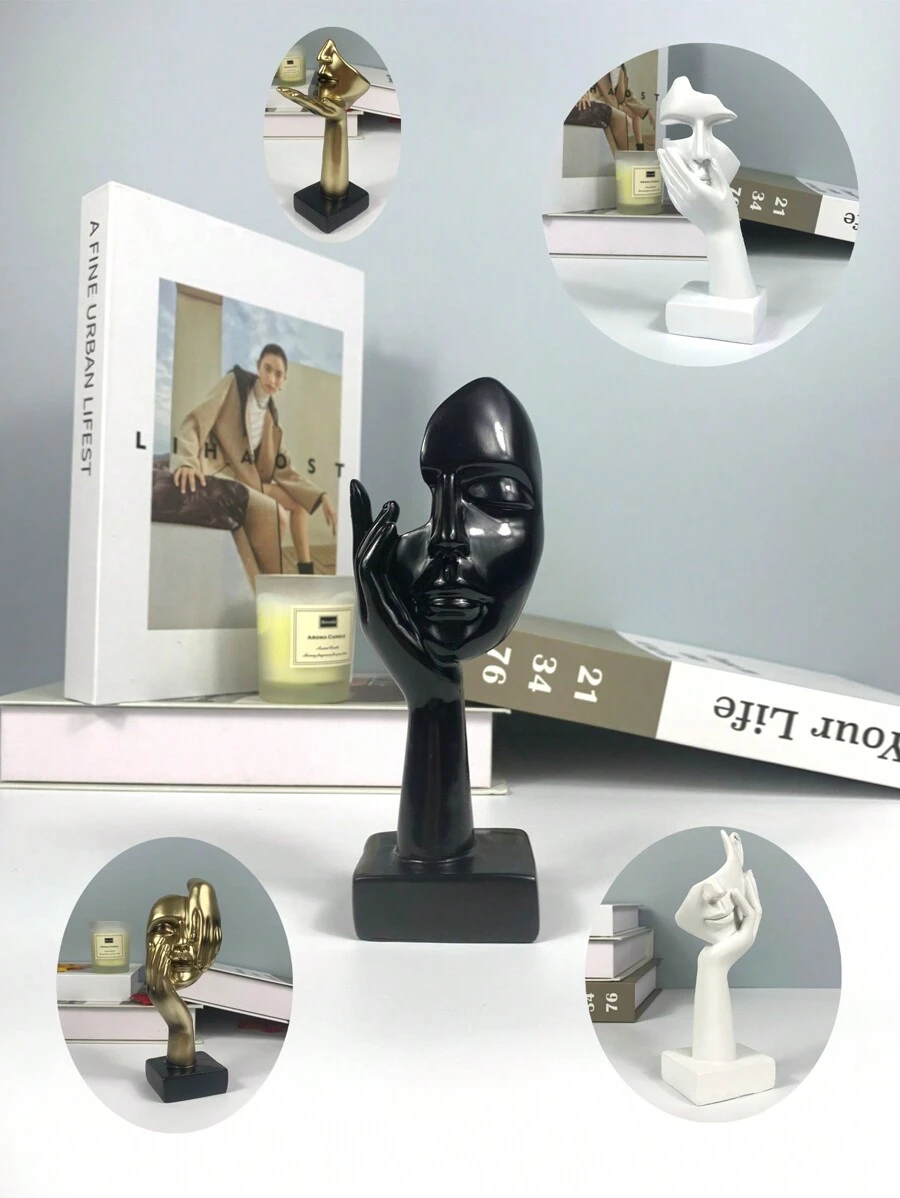 1 件树脂思想者面具 - 抽象个性化客厅装饰 | 男士房间装饰 | 咖啡桌和搁板装饰 | 斯多葛主义灵感 | 沉默是金的最佳礼物 - 彩色 - 查看 1