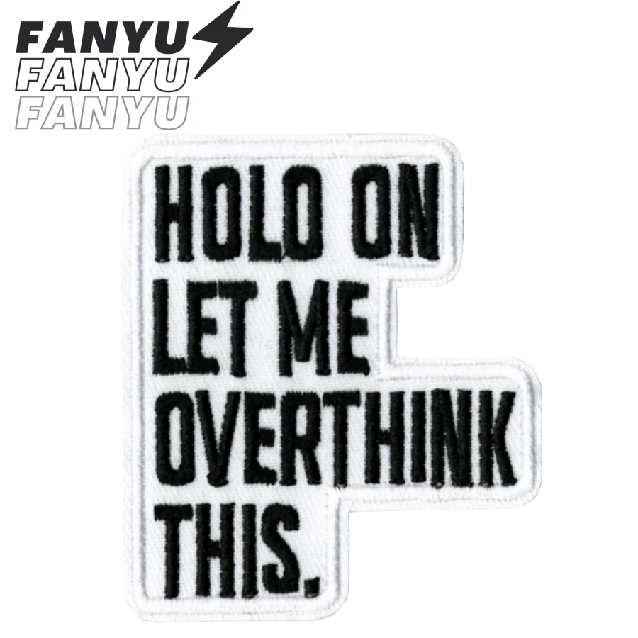 1pc Hold On Let Me Overthink This Embroidered Rider Patch Iron-On Sew-On Badge Personalized DIY Clothing Accessory Embroidery Sewing Iron-On Fabric Patch Clothing Decoration Patch Badge Brooch Shoes Hat Bag Accessories Hole Repair Embroidery Patch