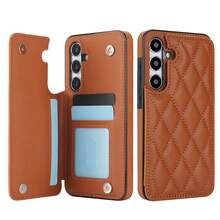 AWQUER 钱包手机壳适用于 16 15 14 Plus 13 12 11 Pro Max 8 7 Plus SE 5G 2020 2022 带信用卡插槽支架，PU 皮革手机壳适用于 Galaxy S24 S23 S22 S21 S20 FE Note 20 Ultra 10 Plus A55 A35 A25 A15 A54 A14 A73 A53 A13 A72 A52 A22 A12 A71 A51 A70 A50 S 4G 5G 支架防震带 RFID 屏蔽手机袋保护套 - 棕色 - 查看 55