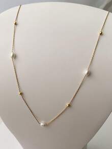 1PC S925 Vòng cổ ngọc trai nước ngọt bạc nguyên chất, Vòng cổ đơn giản cho phụ nữ, Thích hợp để kết hợp hàng ngày, Thích hợp nhất cho tiệc cưới và làm quà tặng - phong cách 1 - Xem 2