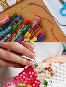 1 bộ Bộ dụng cụ thêu chữ thập họa tiết chim cú bình hoa, thêu nghệ thuật bằng chỉ tự làm, thủ công thêu chữ thập 11CT, vật liệu in chữ thập thủ công, dùng để trang trí tường nhà & làm quà tặng (không có khung) - Nhiều màu - Xem 5