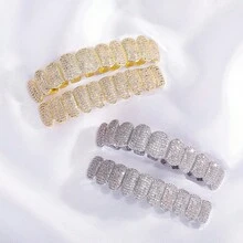 THATBOY 2件套朋克嘻哈全锆石牙套，男士嘻哈牙套，上下牙套共20颗，派对说唱歌手牙饰 - 彩色 - 查看 10