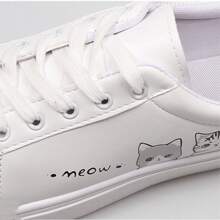 Zapatillas de skate con estampado de letra y dibujos animados con cordón delantero - Azul - Ver 4