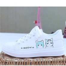 Zapatillas de skate con estampado de letra y dibujos animados con cordón delantero - Azul - Ver 2