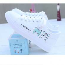 Zapatillas de skate con estampado de letra y dibujos animados con cordón delantero - Azul - Ver 3