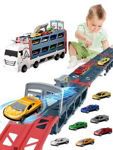 变形金刚飞奔货运卡车可折叠储物箱轨道车滑行合金玩具车儿童 - 彩色 - 查看 11