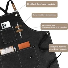 Delantales de Cocina, Delantales de Chef con Correa Ajustable, Mandil Parrillero,Delantal para barbacoa, delantal impermeable para cocina, delantal de mezclilla, delantal con ribete y bolsillo deslizante para barbacoa, camarero, barbería,Delantal de Cocina con Bolsillos para Mujeres Hombres, chef mandil de Bartender, Adecuado para Restaurante,Hogar,Barbacoa,Jardinería - Negro - Ver 5