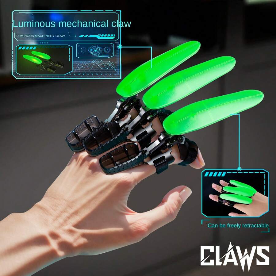 手指伸缩机械爪折叠酷炫指尖创意减压edc推卡小玩具圣诞装刀叉