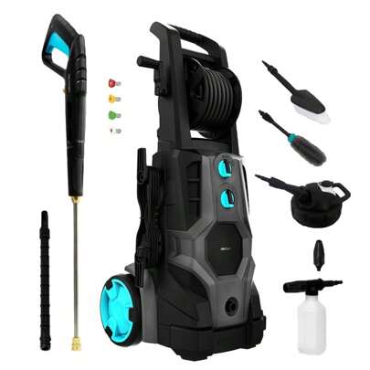 Cecotec Hidrolimpiadora de Alta Presión HydroBoost 3200 TotalClean, 3200 W, Motor Brushless, Hogar, Jardín o Coche, Caudal 540 l/h, Presión 225 bares, Bomba de aluminio, Radio de acción 14 m