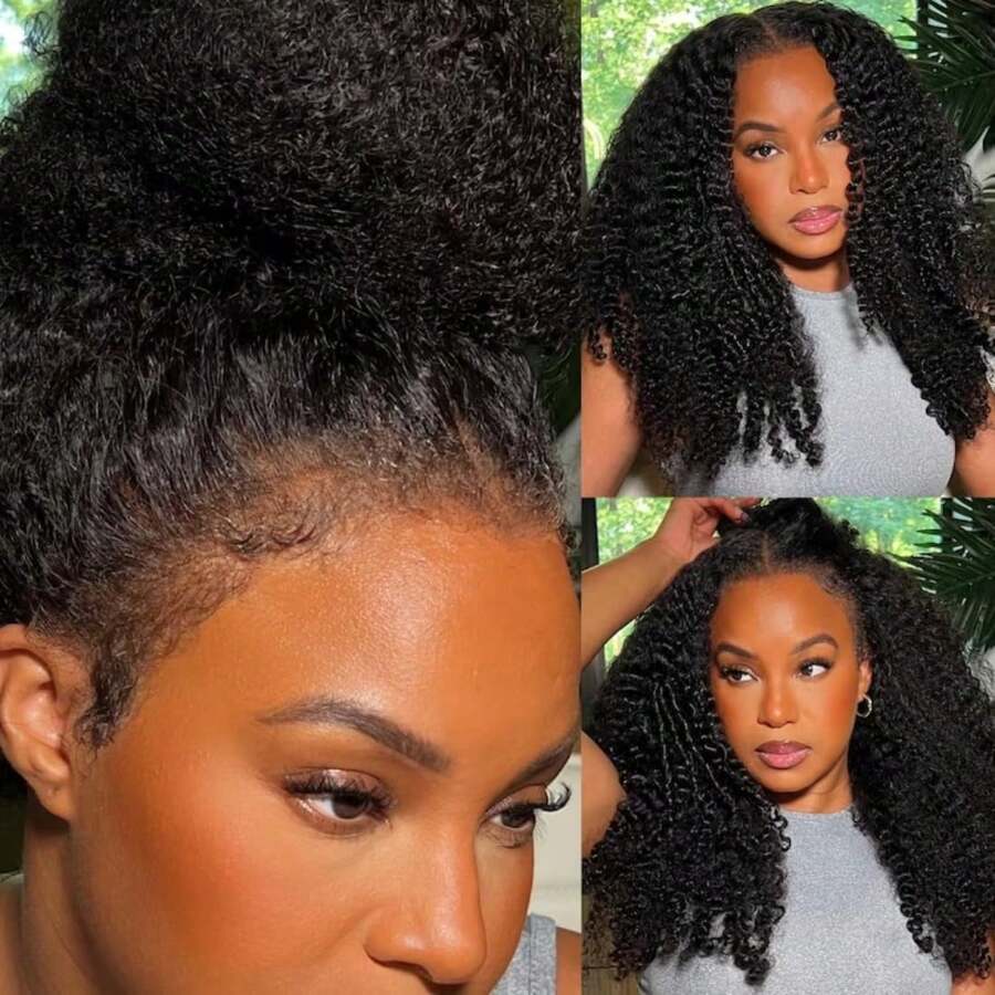 HD Lace Frontal Wigs Pre Plucked 180 Density 4x4 Kinky Curly Lace