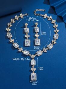 Rhinestone Decor Drop Earrings & Pendant Necklace