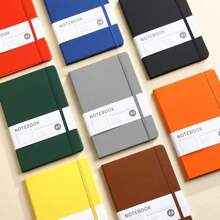A5 Faux Leather Binding Business Notebook, Hard Cover Journal With Elastic Band Back To School