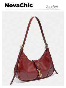 1pc Retro Minimalist Hook Decor Adjustable Shoulder Strap Crescent Shape Bag, Suitable For Date, Outing, Party