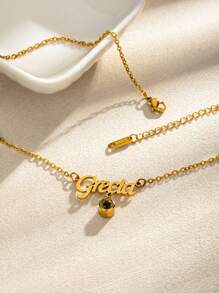 1 chiếc vòng cổ tên tùy chỉnh có đá chiếu, vòng cổ tên ảnh chiếu cá nhân, vòng cổ tên ảnh bằng thép không gỉ quà tặng cho cô ấy, quà kỷ niệm, quà tặng ngày lễ tình nhân, quà tặng ngày của mẹ, quà tặng giáng sinh, quà tặng sinh nhật - Vàng - Xem 5