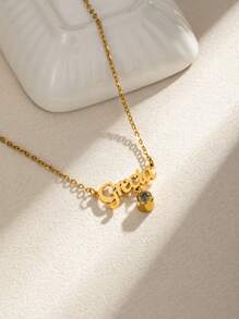 1 chiếc vòng cổ tên tùy chỉnh có đá chiếu, vòng cổ tên ảnh chiếu cá nhân, vòng cổ tên ảnh bằng thép không gỉ quà tặng cho cô ấy, quà kỷ niệm, quà tặng ngày lễ tình nhân, quà tặng ngày của mẹ, quà tặng giáng sinh, quà tặng sinh nhật - Vàng - Xem 3