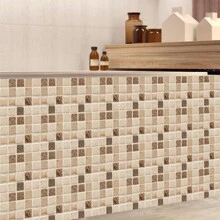 10pcs Mosaic Ceramic Tile Wall Stickers, 2D Flat Modern PVC Self-Adhesive Removable Wallpaper, Suitable For Home, Kitchen, Room, Wall Decor - Multicolor - View 3