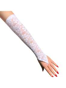 1 chiếc Găng tay dài không ngón cho phụ nữ Găng tay ren đen trắng đỏ gợi cảm có đính đá Rhinestones Găng tay móc ngón tay cô dâu hợp thời trang - Nhiều màu - Xem 2