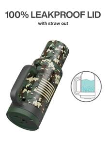 Bình giữ nhiệt 1.5 lít (50oz/1.5L) có tay cầm, nắp 2 trong 1 có ống hút/uống, chống rò rỉ, an toàn với máy rửa chén, cốc cà phê du lịch cách nhiệt bằng thép không gỉ, giữ lạnh đến 34 giờ, vừa với giá đỡ cốc trên ô tô. - ngụy trang - Xem 5