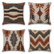 4-Piece Bohemian Geometric Throw Pillow Covers, 18x18 Inches - Abstract Art Design For Farmhouse Decor, Suitable For Sofa, Patio And Outdoor Spaces, Zippered, Hand Wash Only - Multicolor - View 5