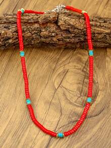 1 chiếc vòng cổ ngọc lam Bohemian dành cho nữ, thiết kế cổ điển và tối giản, làm bằng đá khảm ngọc lam, vòng cổ xích dành cho nữ, đồ trang sức Bohemian, đồ trang sức thời trang phương Tây, vòng cổ hạt dành cho nữ, phù hợp với nhiều sự kết hợp khác nhau - N-199 - Xem 10