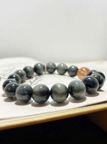 1 Pc Fashionable Natural Stone Eagle Eye Stone Black Gold Super Seven Crystal Bracelet, Suitable For Men And Women To Wear, Comes With A Gift Box And Jewelry Storage Bag - A 10-11mm Eagle Eye Stone Bracelet - View 6