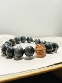 1 Pc Fashionable Natural Stone Eagle Eye Stone Black Gold Super Seven Crystal Bracelet, Suitable For Men And Women To Wear, Comes With A Gift Box And Jewelry Storage Bag - A 10-11mm Eagle Eye Stone Bracelet - View 9