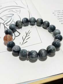 1 Pc Fashionable Natural Stone Eagle Eye Stone Black Gold Super Seven Crystal Bracelet, Suitable For Men And Women To Wear, Comes With A Gift Box And Jewelry Storage Bag - A 10-11mm Eagle Eye Stone Bracelet - View 8