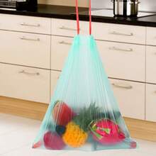 10 卷加厚抽绳垃圾袋，自封式无杂乱手持塑料垃圾袋，适用于家庭和厨房 - 彩色 - 查看 8