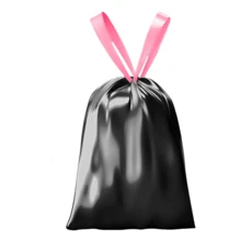 10 卷加厚抽绳垃圾袋，自封式无杂乱手持塑料垃圾袋，适用于家庭和厨房 - 彩色 - 查看 6