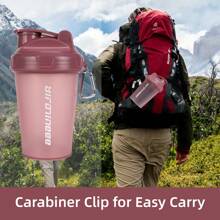 3*500ml Protein Shaker Cups With Stainless Steel Mixing Ball - Perfect For Pre-Workout, Includes Carrying Handle & Whisk Ball - Ideal Kitchen Water Bottle , Dishwasher - đen/hồng/trắng - Xem 4