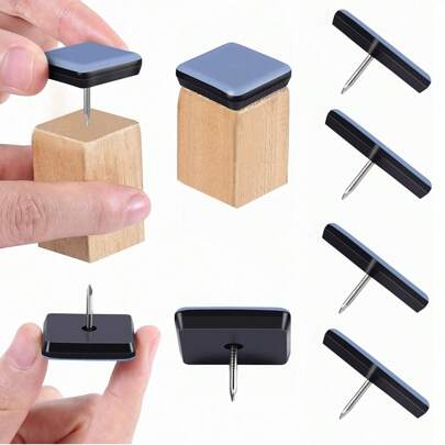 8 Packs Chair Sliders, 1"/2.5cm Square Furniture Glide Nail On Furniture Feet Slider, PTFE Chair Leg Floor Protector For Hardwood Dinning Wooden Furniture, Magic Chair Leg Pad (1", 8pcs)