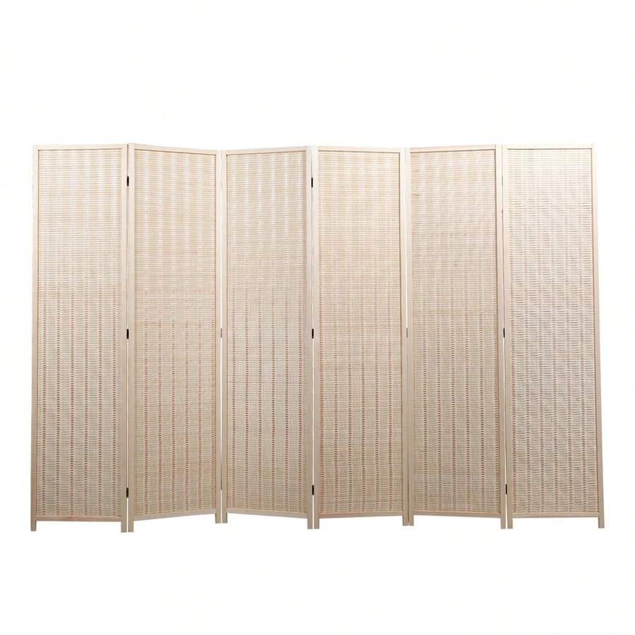 6 Panel Bamboo Room Divider, Private Folding Portable Partition Screen