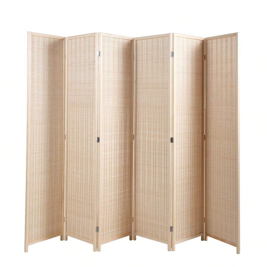 6 Panel Bamboo Room Divider, Private Folding Portable Partition Screen