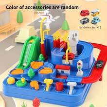 1 件儿童赛车冒险玩具、轨道赛车益智游戏玩具、幼儿礼物（颜色随机，附赠 2 辆迷你汽车）