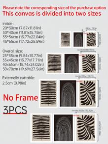 3 件装北欧简约各种几何形状、现代艺术图案、帆布材质、适用于家庭客厅装饰画艺术墙无框画、西式家居装饰、房间海报、极简主义墙面装饰、房间装饰美学、房间装饰用品 - 彩色 - 查看 2