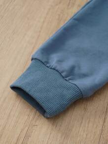 2 Stück/Set Baby Jungen Lässig Farbblock Langarm Rundhals Sweatshirt und Hose Set, Herbst/Winter