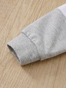 2 Stück/Set Baby Jungen Lässig Farbblock Langarm Rundhals Sweatshirt und Hose Set, Herbst/Winter