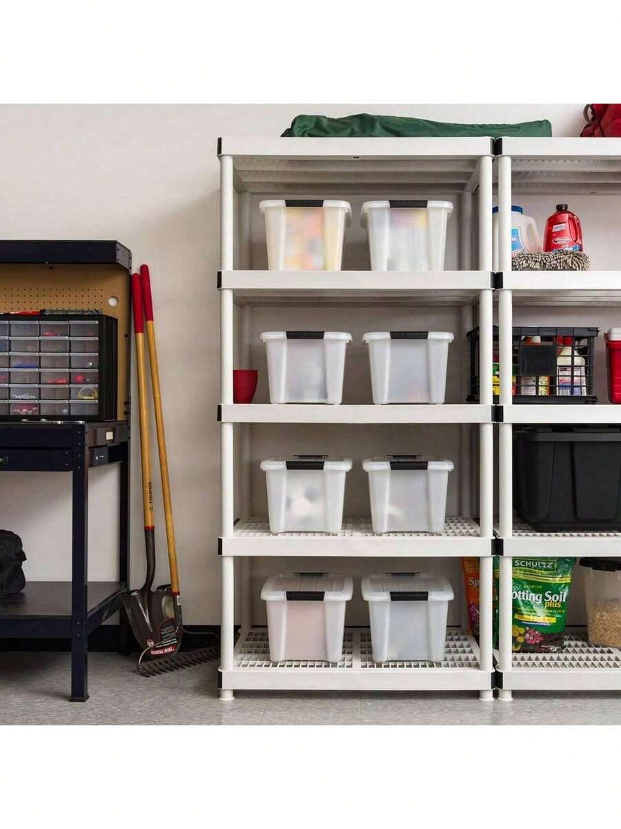 USA 33 Quart Stackable Plastic Storage Bins With Lids And Latching