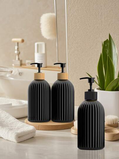 WCIC 1/2 件 500 毫升 PET 塑料瓶线瓶洗发水瓶清爽沐浴露瓶乳液护理瓶条皂液器带泵或不锈钢冲孔安装支架，可再填充洗发水护发素手和餐具皂液器瓶适用于厨房浴室家居浴室装饰秋季装饰返校