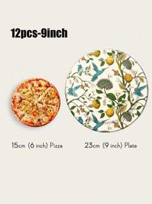 24 teiliges Set, Einweggeschirr, Blumen- und Kolibri-Motiv Einweg Pappteller, Kuchenteller, Party Teller, Geburtstagsteller, Material, geeignet für Geburtstagsfeiern, Werbeaktionen, Partys, Picknicks, Camping - Verschiedenfarbig - Übersicht 5