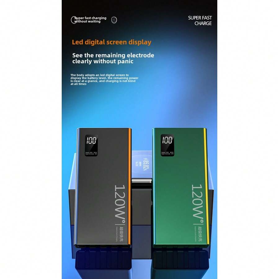 Super Fast Charging 120W Power Bank 100000 MAh 220V Large Capacity