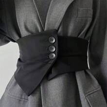 1PC Lady Black PU Knoop Taille Jas Eenvoudige Asymmetrische Riem, Geschikt Voor Dagelijkse Draag Taille Trainervrouwen Korset Riem Accessoires Voor Dames Voor Jurk Western Cowboy Cowgirl Country Wear Vintage Zwarte Riem