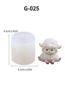 1 pieza Molde de silicona de oveja de dibujos animados, molde de adorno de yeso 3D, molde para velas aromáticas, molde de silicona creativo