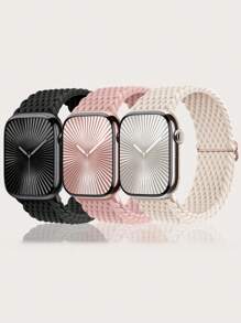 3 paquetes de correa elástica trenzada de nailon compatible con Apple Watch de 49mm, 46mm, 45mm, 44mm, 42mm, 41mm, 40mm, 38mm, Ultra 2/Ultra para hombres y mujeres, ajustable con correa de bucle único para Apple Watch Ultra 2, Ultra Series SE 11/10/9/8/7/6/5/4/3/2/1