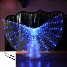 140cm Adult LED Dance Light Costume, Adult Party Glowing Costume, Performance Belly Dance Costume, Belly Dance LED Wings, Glowing Butterfly Cape, Halloween Christmas Carnival Performance Props, Stage Party