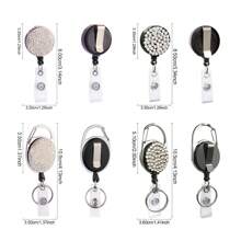 1pc Colorful Rhinestone Inlaid ABS Plastic Retractable Badge Reel, ID Card Holder With Belt Clip And 360 Degree Swivel Back To School