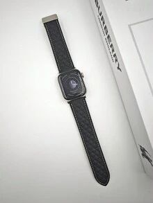 1 条真皮菱形磁扣表带，兼容 Apple Watch 8/7/SE/6/5/4/3/2/1，适合 22mm/38mm/40mm/41mm/42mm/44mm/45mm/49mm 表盘（不含手表） - 黑色 - 查看 2