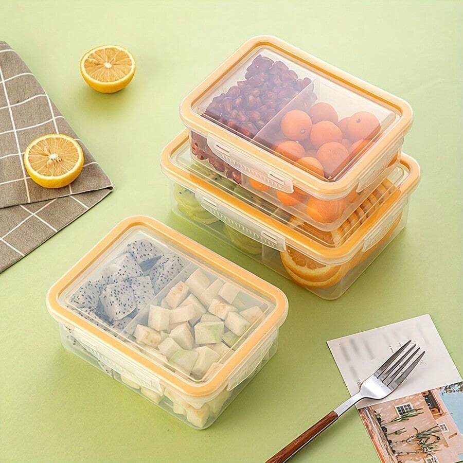 Segmented Food Storage Containers With Lid, Plastic Airtight Sealing